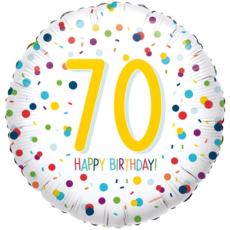 70th birthday confetti foil balloon 45cm