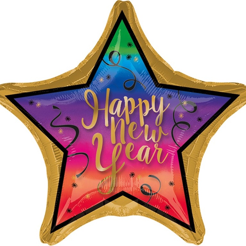 Sparkling New Year star balloon 71cm