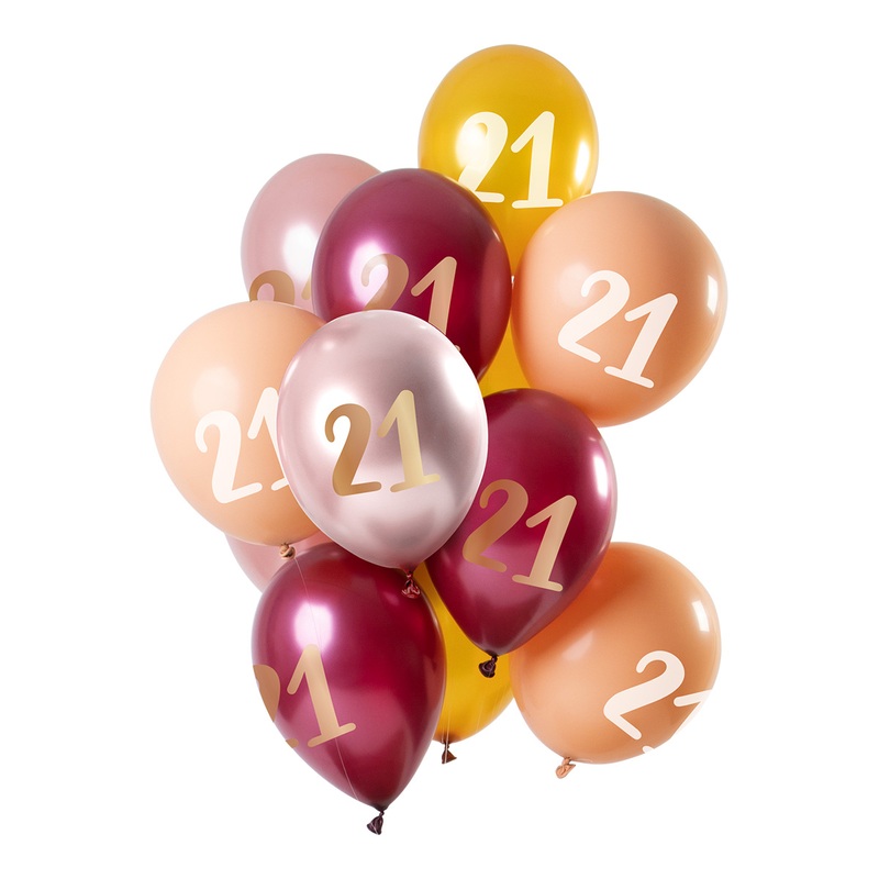 21st birthday 12 latex balloons Pink Gold