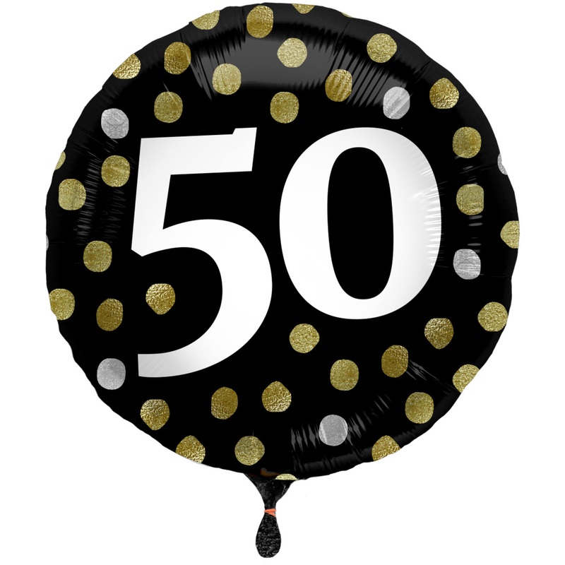 Foil Balloon 50th Birthday Gloyy Black 45cm