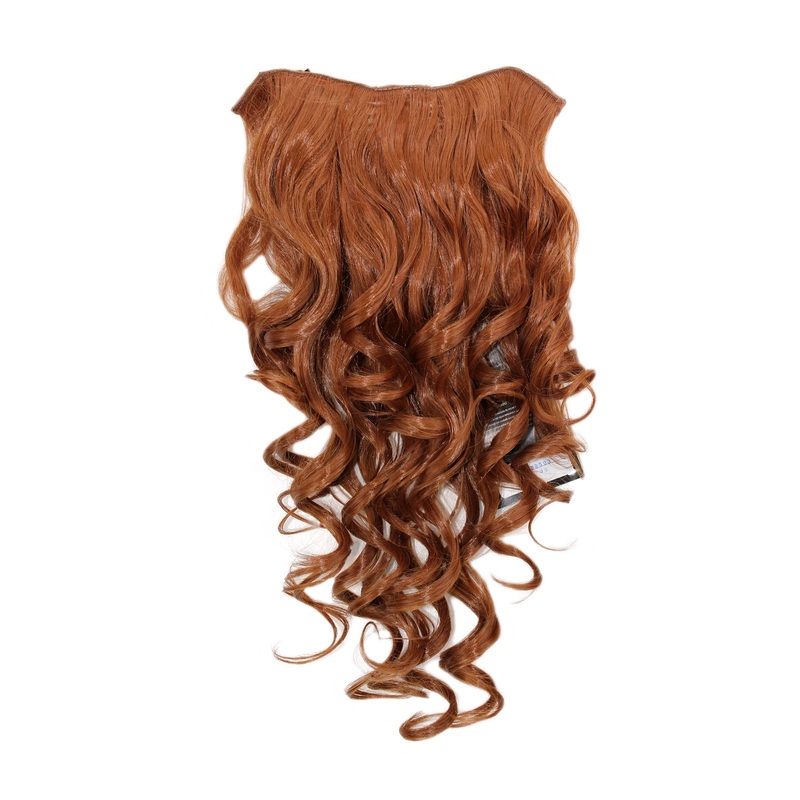 Hairpiece Halfwig 7 Clip In Extension long curls curled light copper brown H9503
