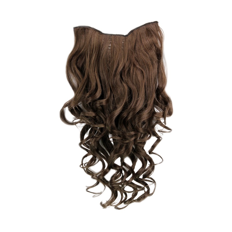 Hairpiece Halfwig 7 Clip In Extension long curls curled medium ash brown H9503