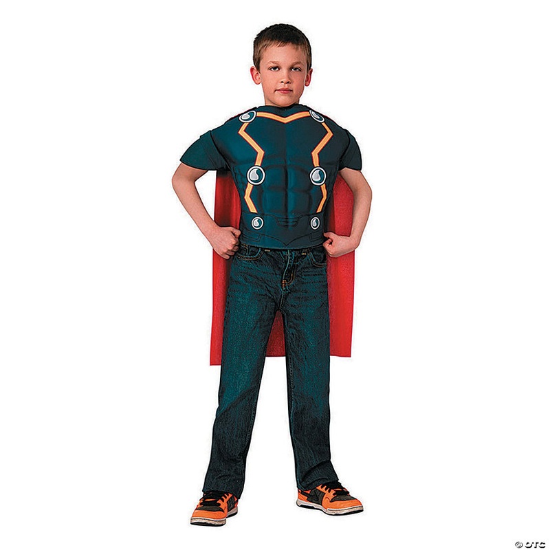 Kids Marvel Avengers Thor Padded Muscle Top with Cape Costume – One Size