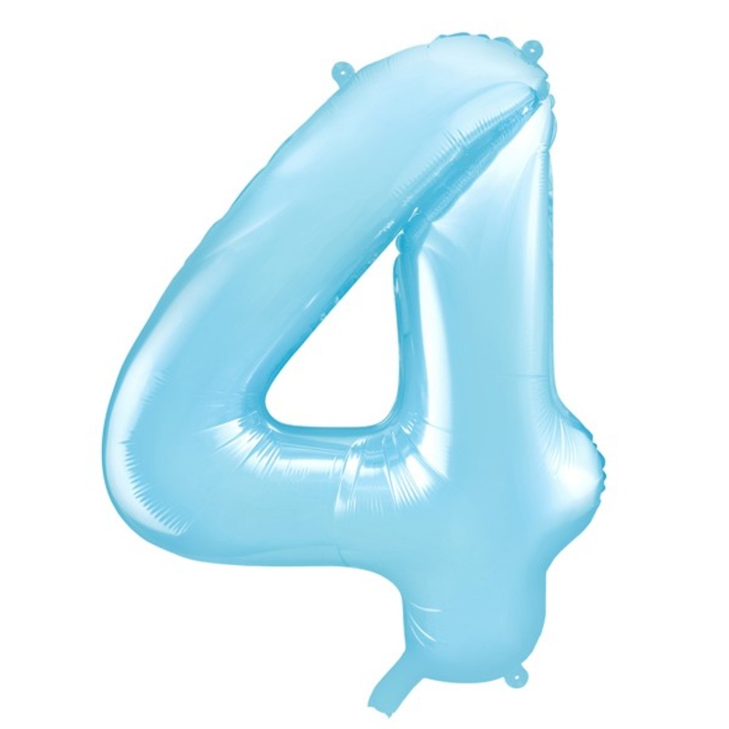 Number 4 foil balloon sky blue 86cm