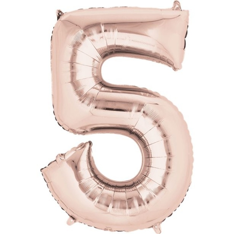 Number 5 foil balloon rose gold 41cm