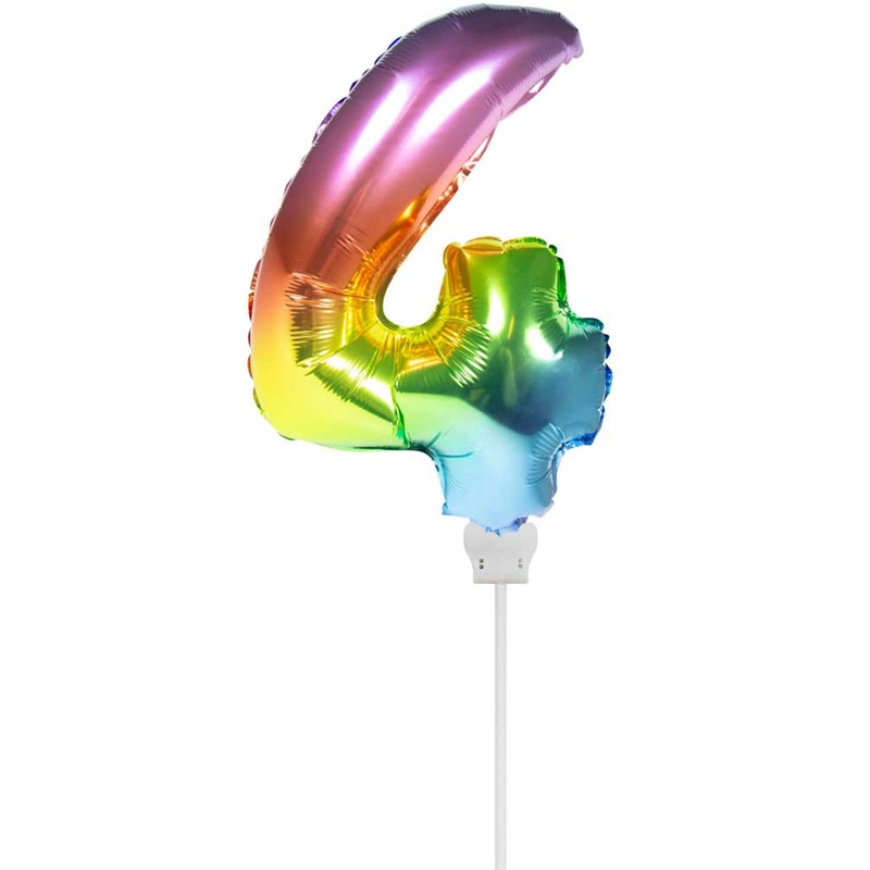 Rainbow number 4 stick balloon