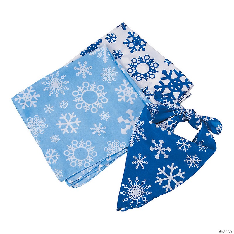 Snowflake Print Bandanas – 12 Pc.