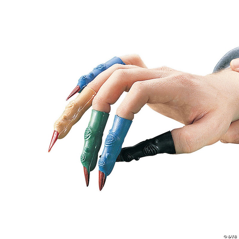 3 Bulk 72 Pc. Creepy Solid Color Vinyl Martian Fingers with Red Nails