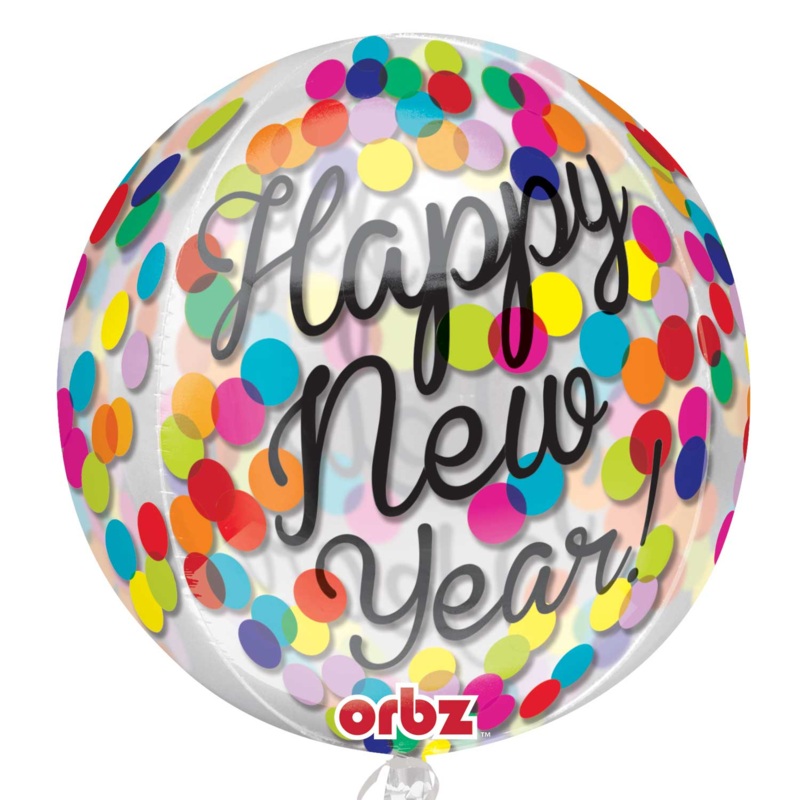 Ball balloon Happy New Year confetti rain 40cm