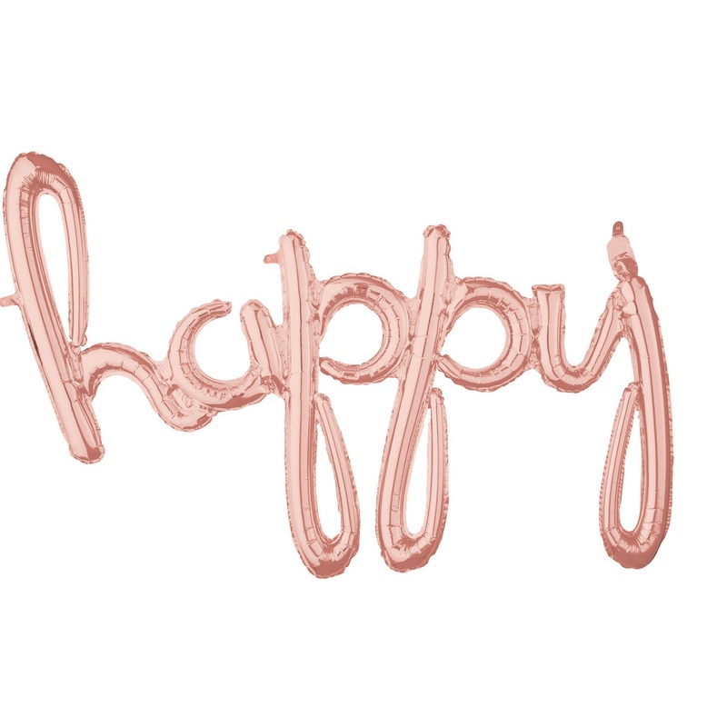 Foil balloon Happy rose gold 99 x 68cm