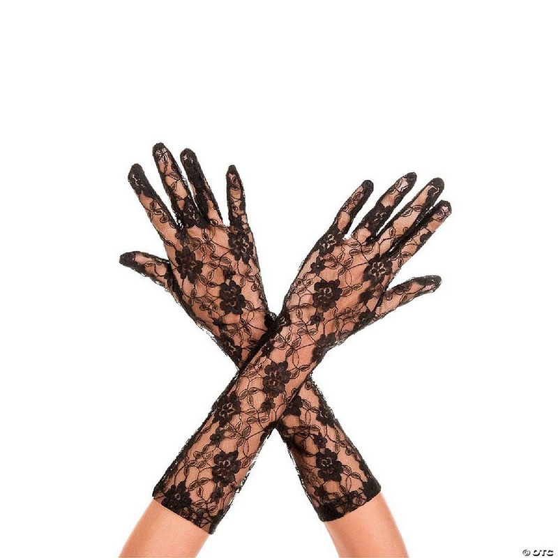 Music Legs 481-BLACK Lace Arm Warmers Gloves – Black