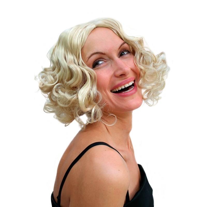Party Lady Wig middle parting curls bright blond 20s Swing Hollywood Diva PW0238