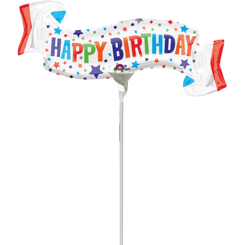 Stick balloon Happy Birthday banner