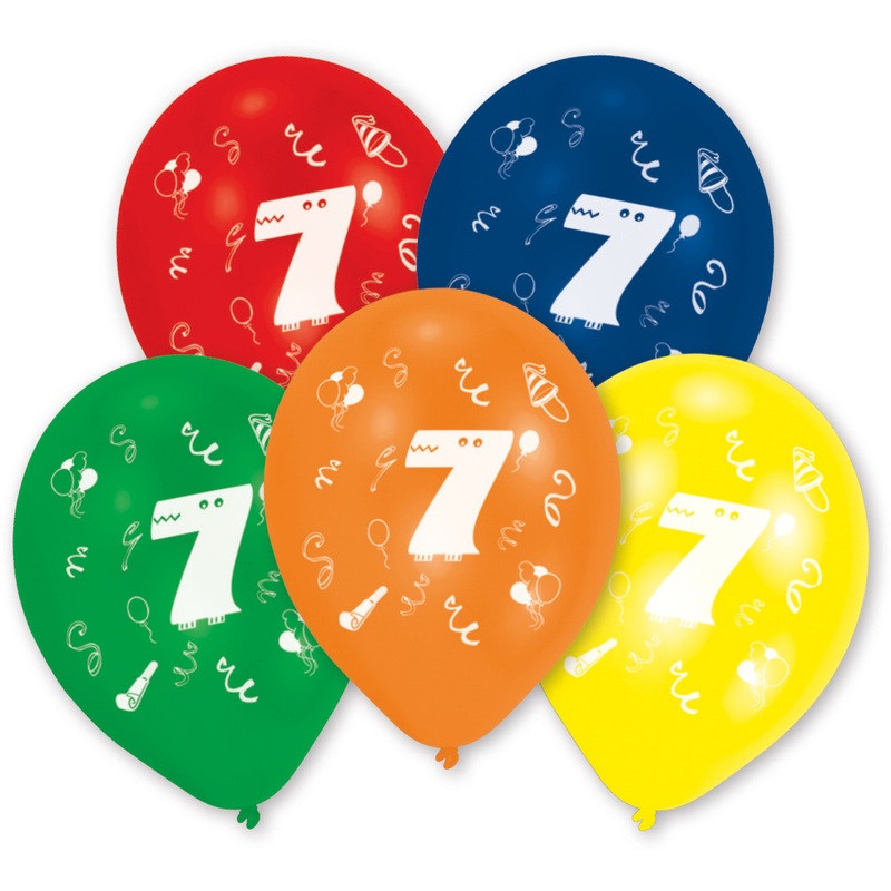 10 balloons number 7 colorful