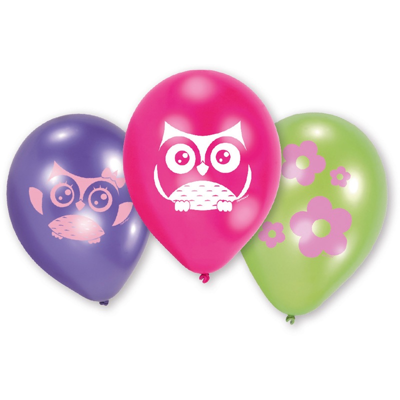 6 adorable owl balloons 23 cm