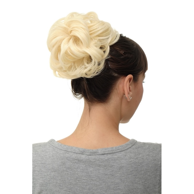Hairpiece Hairbun Top Knot Bun Hair Rose Bushy Platinum Blonde Q840-613