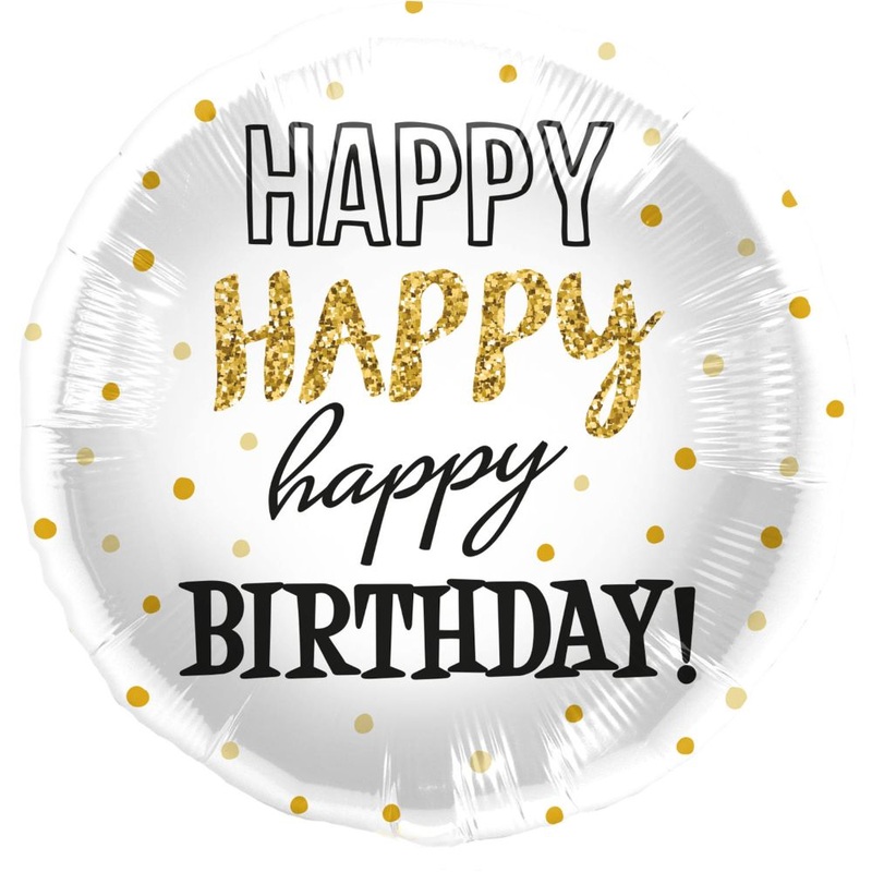 Happy Birthday Gold Dots foil balloon 45cm