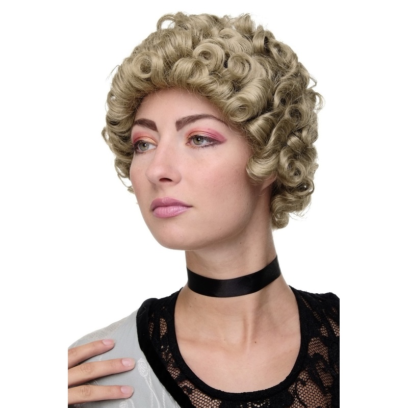 Lady Wig Cosplay historic Baroque short curls Aristocrat ash blond GFW1616