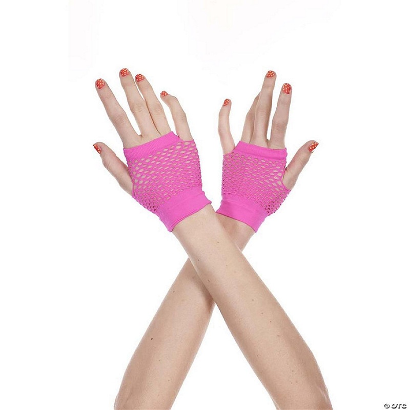 Music Legs 478-NEONPINK Thick Diamond Net Gloves, Neon Pink