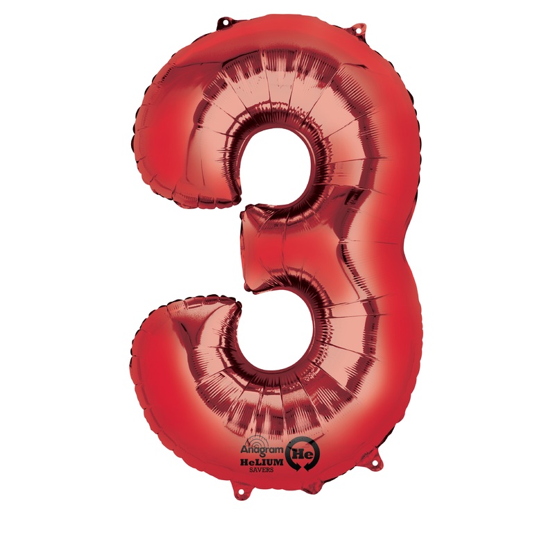 Number balloon 3 red 88cm