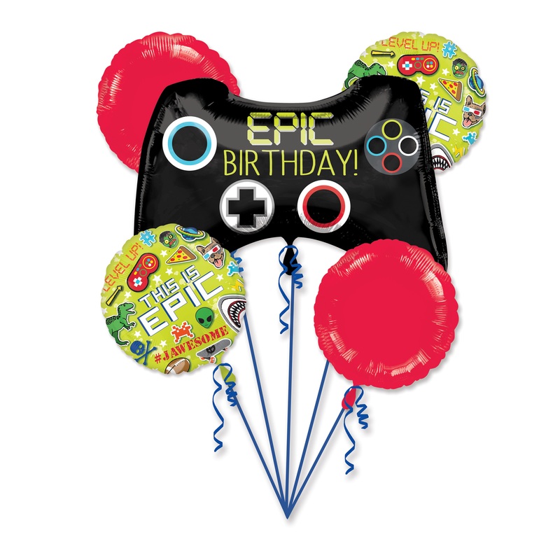 5-piece foil balloon set Gamer Birthday