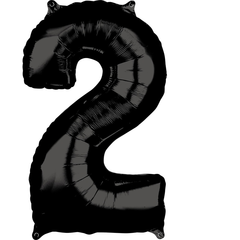 Black number 2 balloon 66cm
