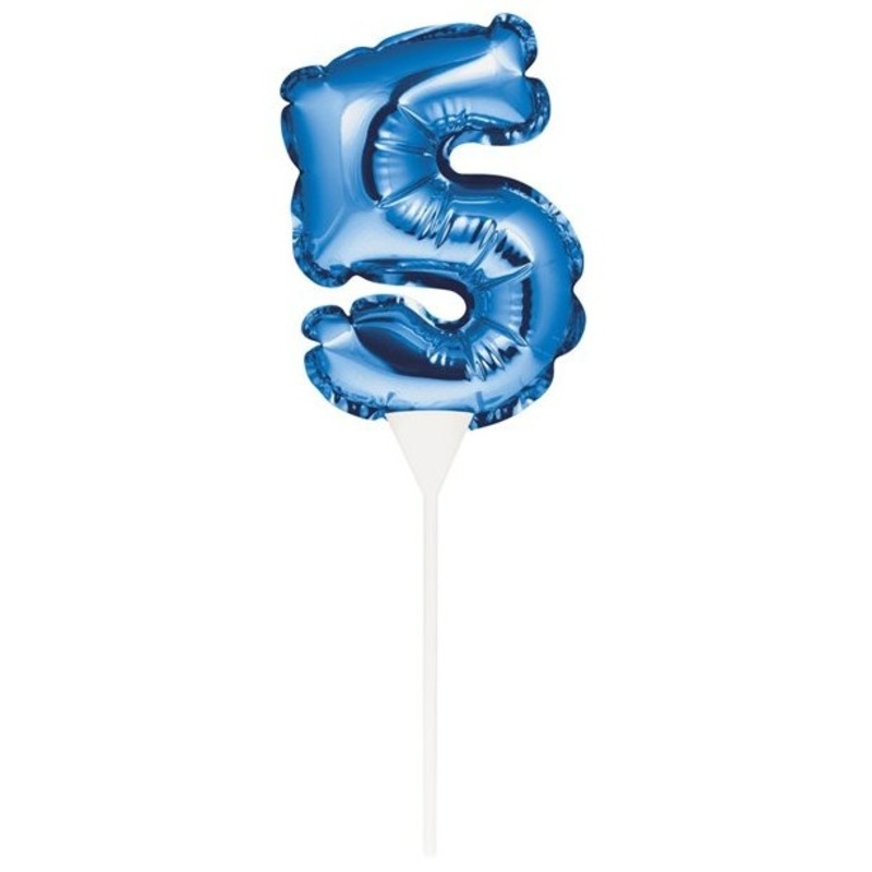 Blue number 5 balloon cake topper 13cm