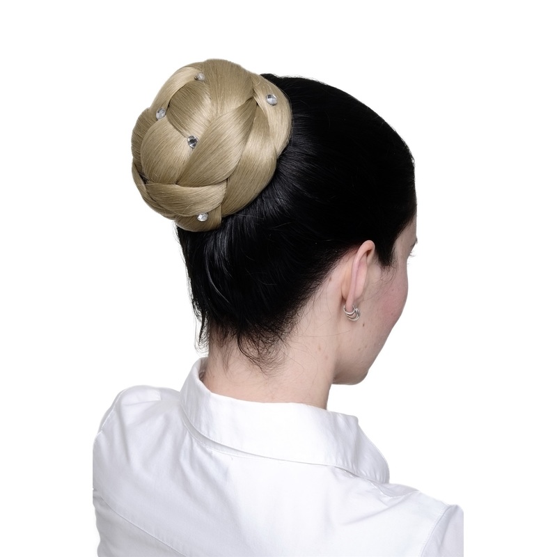 Elaborate synthetic Hairbun Bun Topknot rhinestones light ash blond JL-SZ01-22