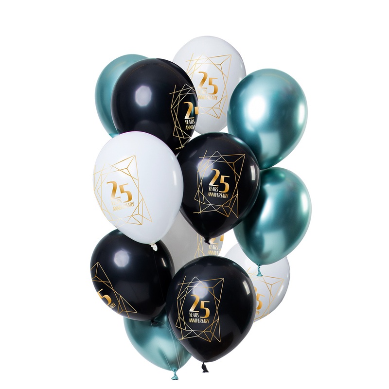 25th birthday 12 latex balloons multicolored