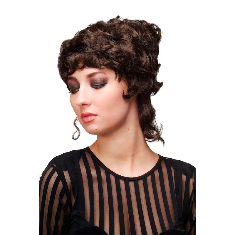 Historic Lady Wig Baroque Victorian Colonial Beehive ringlets curled brown L.C.L-6