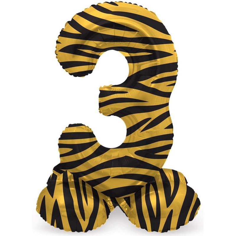 Standing Number 3 Balloon Tiger 41cm