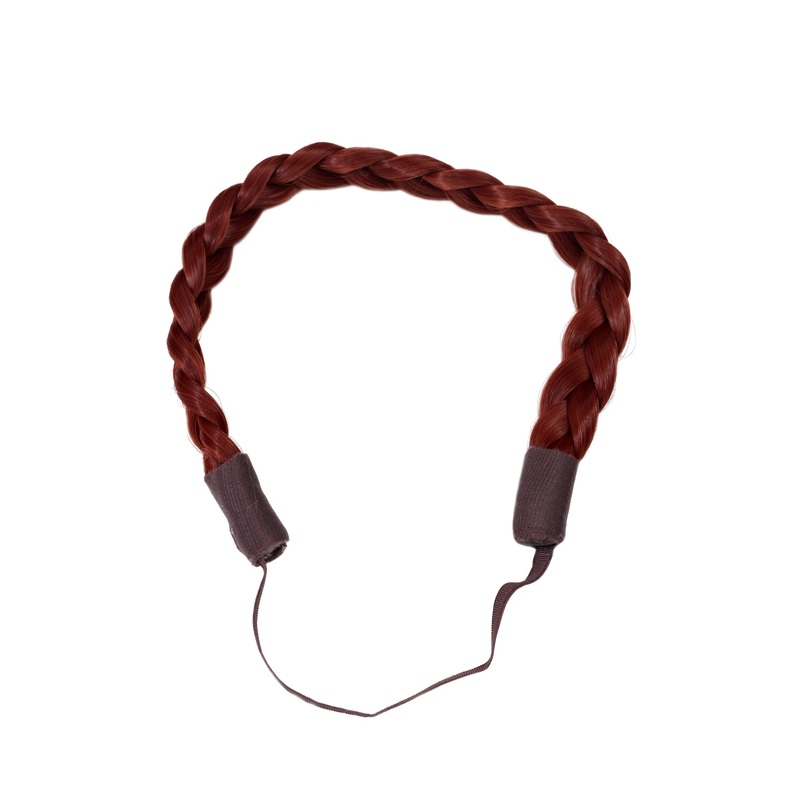 Hairpiece braided plaited hair braid hairband Alice band dark copper red YZF-3080-350