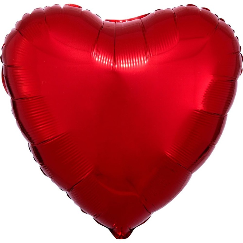 Metallic Love heart balloon red