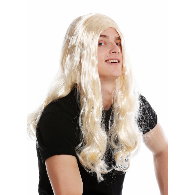 Party wig men women long wild middle-parting Heavy Metal Rocker blonde LM-155
