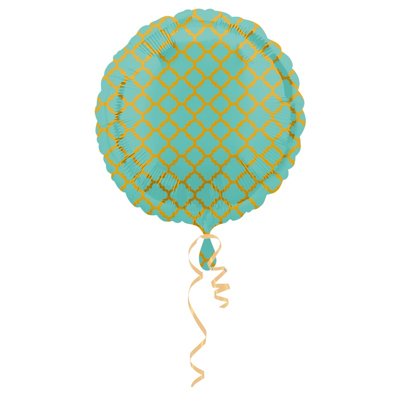 Round foil balloon patterned green and gold