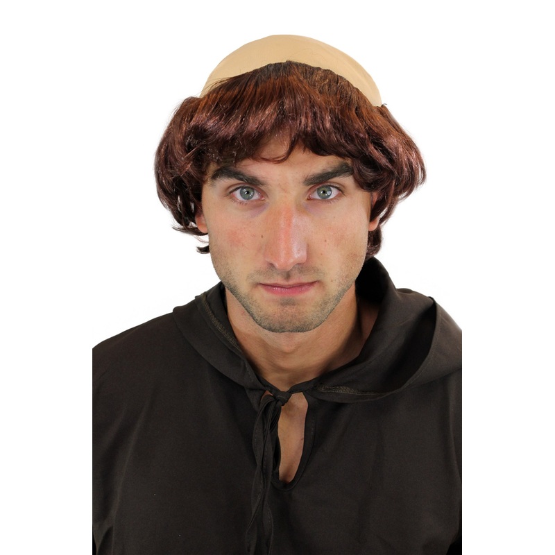 Wig Halloween Medieval monk priest friar abbot catholic brother tuck brown 739