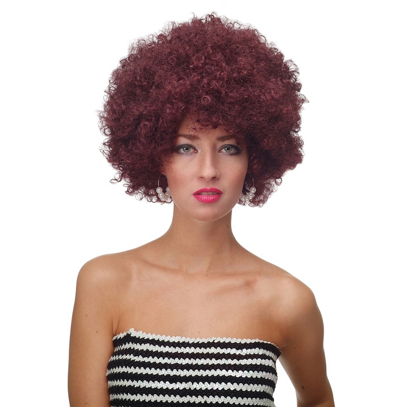 Afro Wig Halloween Carnival Men Women 70s Party Aubergine-Red Disco PW0011-PC99