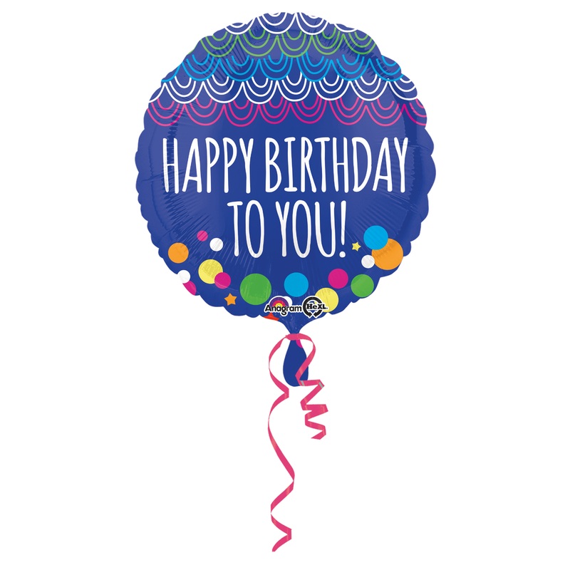 Foil balloon Happy Birthday to you blue pattern