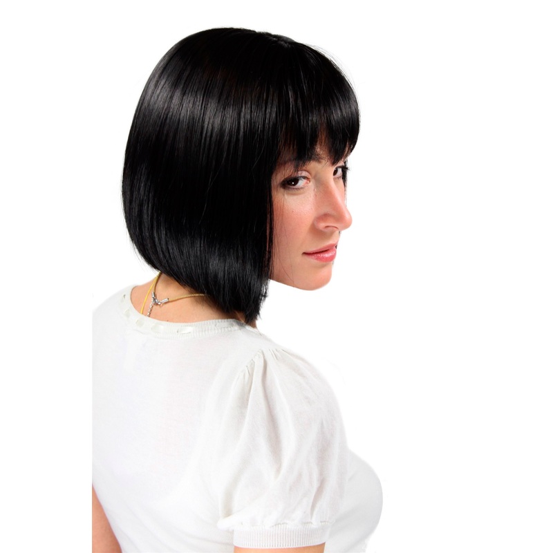Lady women wig Page Bob straight sleek black bangs like Mia Pulp Fiction 2212