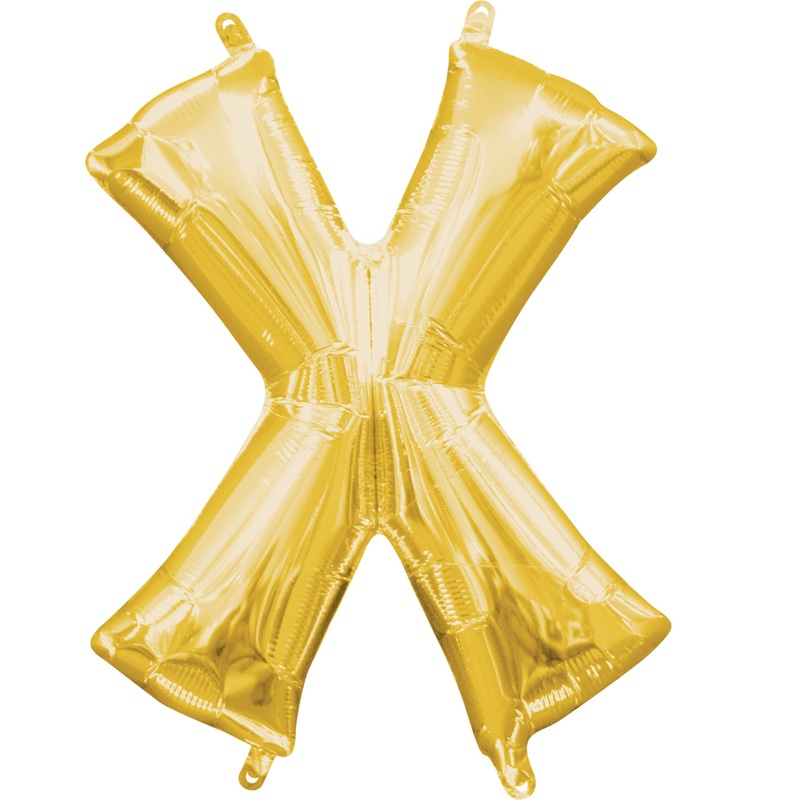 Mini foil balloon letter X gold 35cm