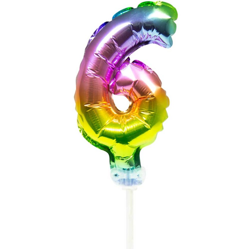 Rainbow cake decoration balloon number 6