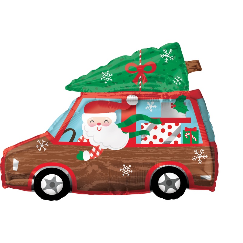 Santa in the car foil balloon 50 x 38cm