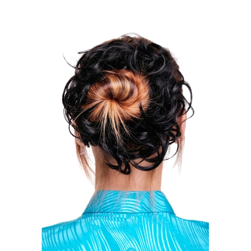 Scrunchy Hair Piece hair band voluminous wild curled off black JL-0119
