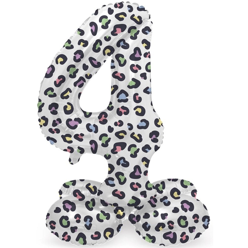 Standing Number 4 Balloon Leopard 41cm