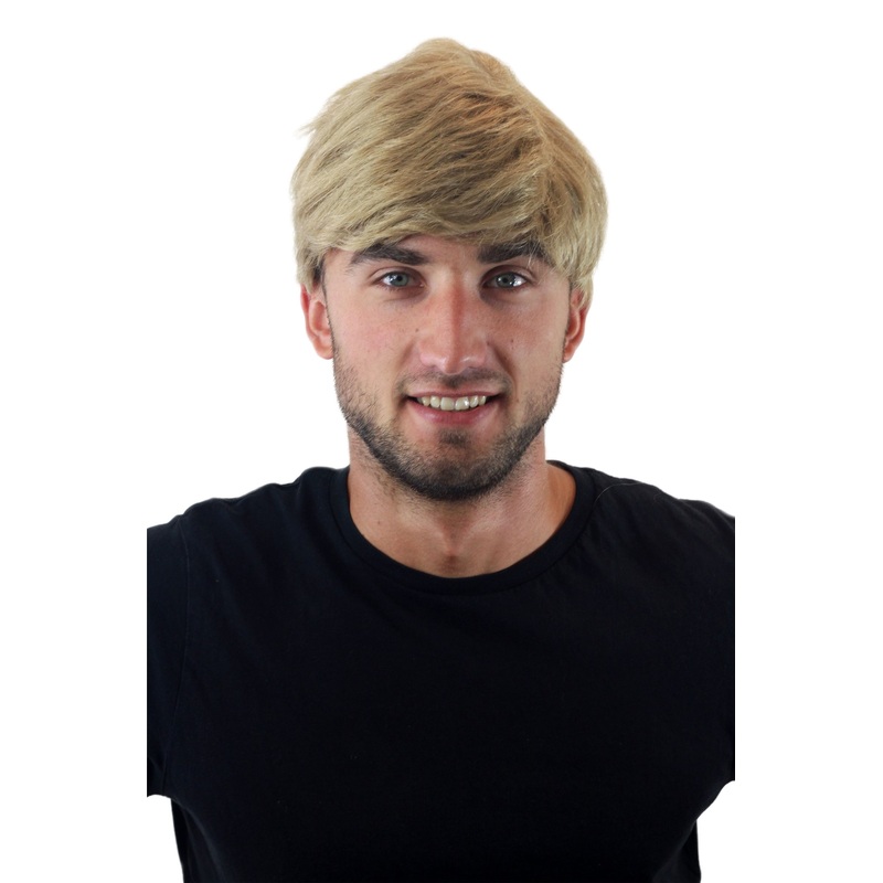 Wig Men Man short youthful casual combed to side light ash blonde GFW1168
