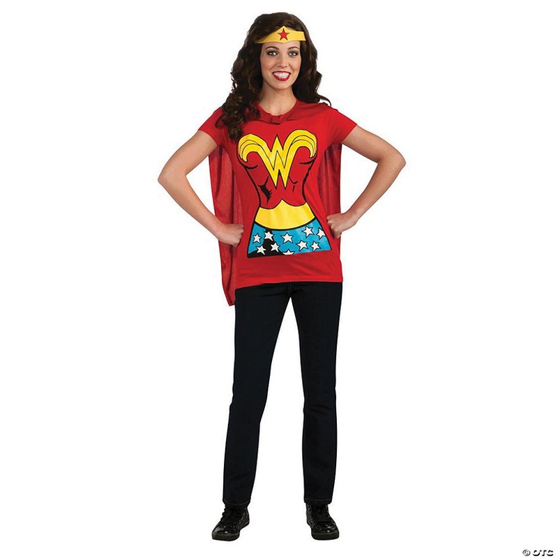 Womens Wonder Woman Shirt Costume with Cape