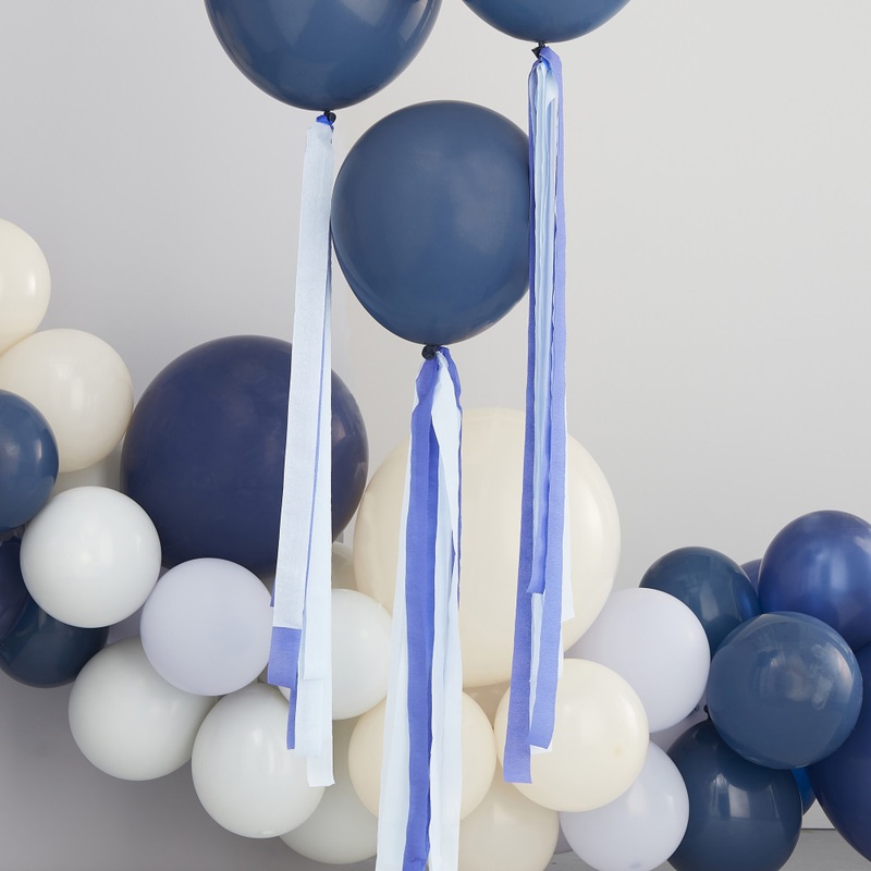 3 blue masking tape balloon pendants
