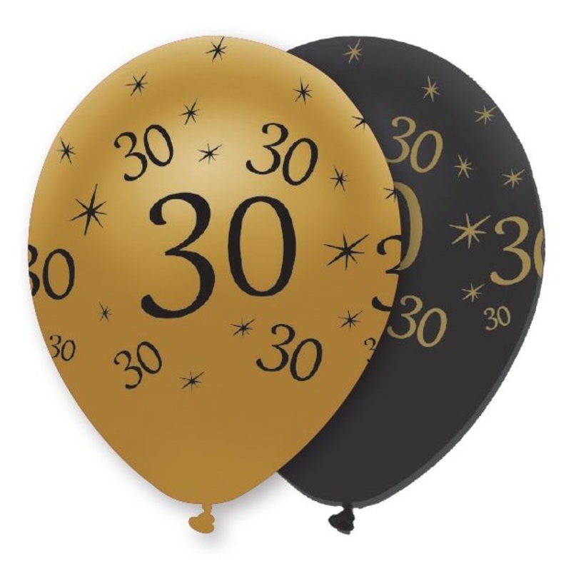 6 Magical 30th Birthday balloons 30cm