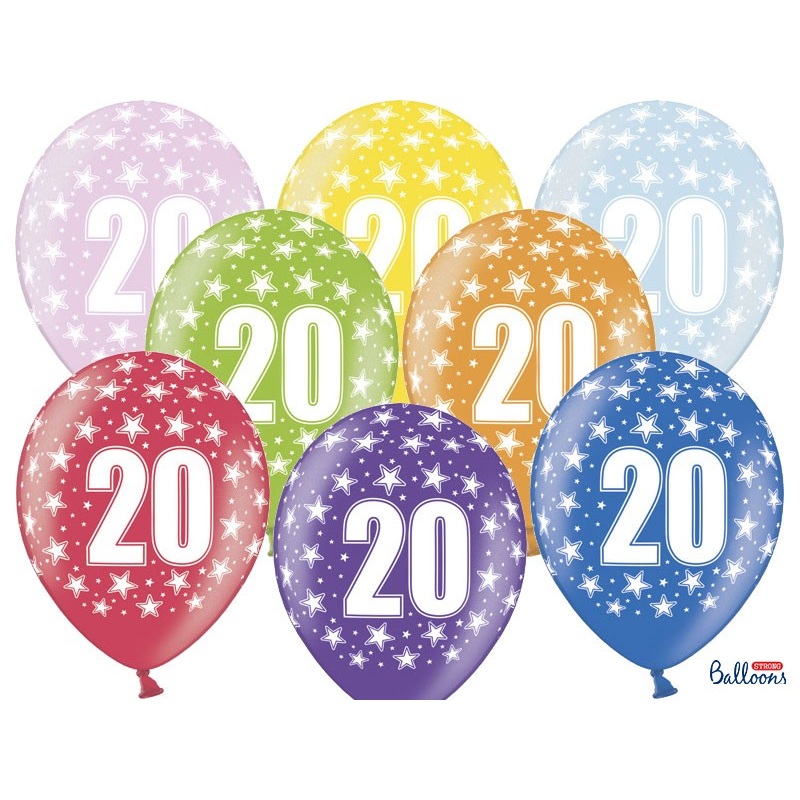 6 Wild 20th Birthday balloons 30cm