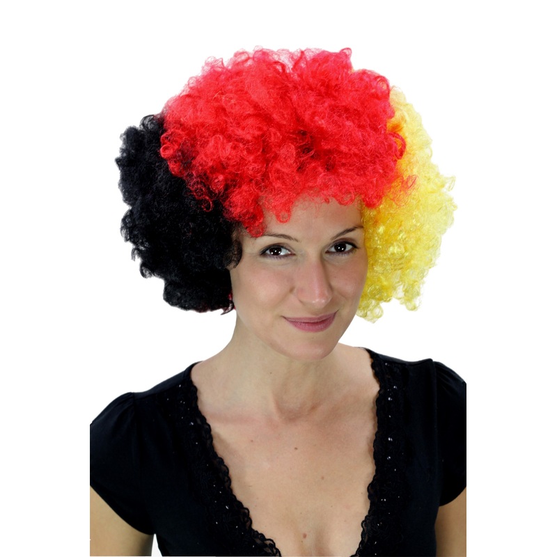 Afro Fan Wig Halloween Carnival Men Women black red gold yellow Germany PW0011